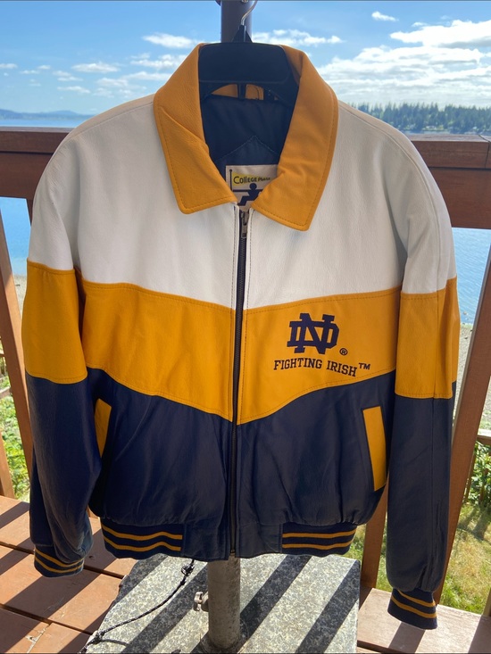 Excelled Other - Notre Dame Fighting Irish vintage 80’s Leather Jacket - Gold/Navy/White size M